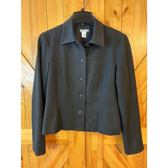 J. CREW Womens Black Lined Button Up Collared Short Jacket Size 6 (5178) - Picture 1 of 4